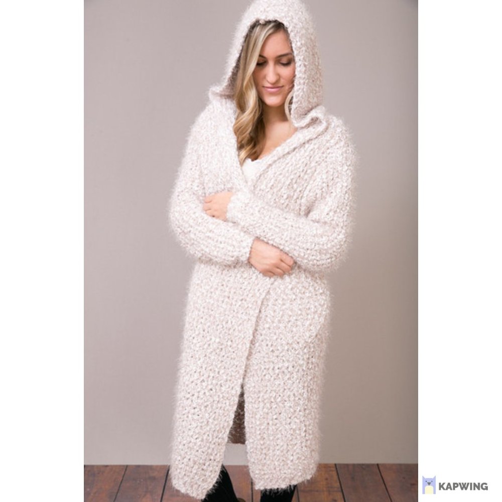 EUC  POL Fuzzy Mauve Oversized Hooded Cardigan/Sweater